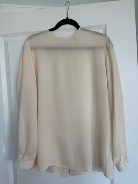 Giorgio Armani Cream Silk Crewneck Blouse